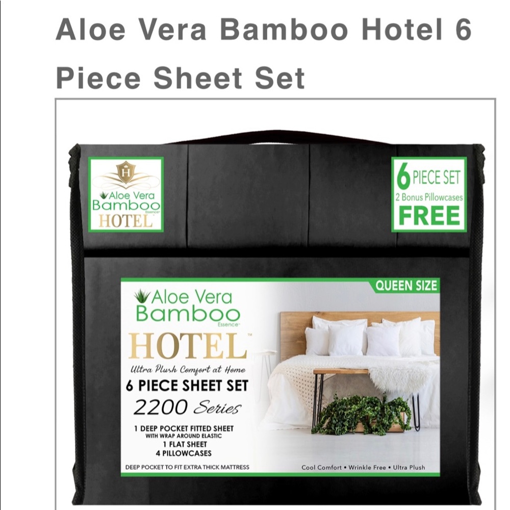 Aloe Vera Bamboo Hotel sheets 6 pcs